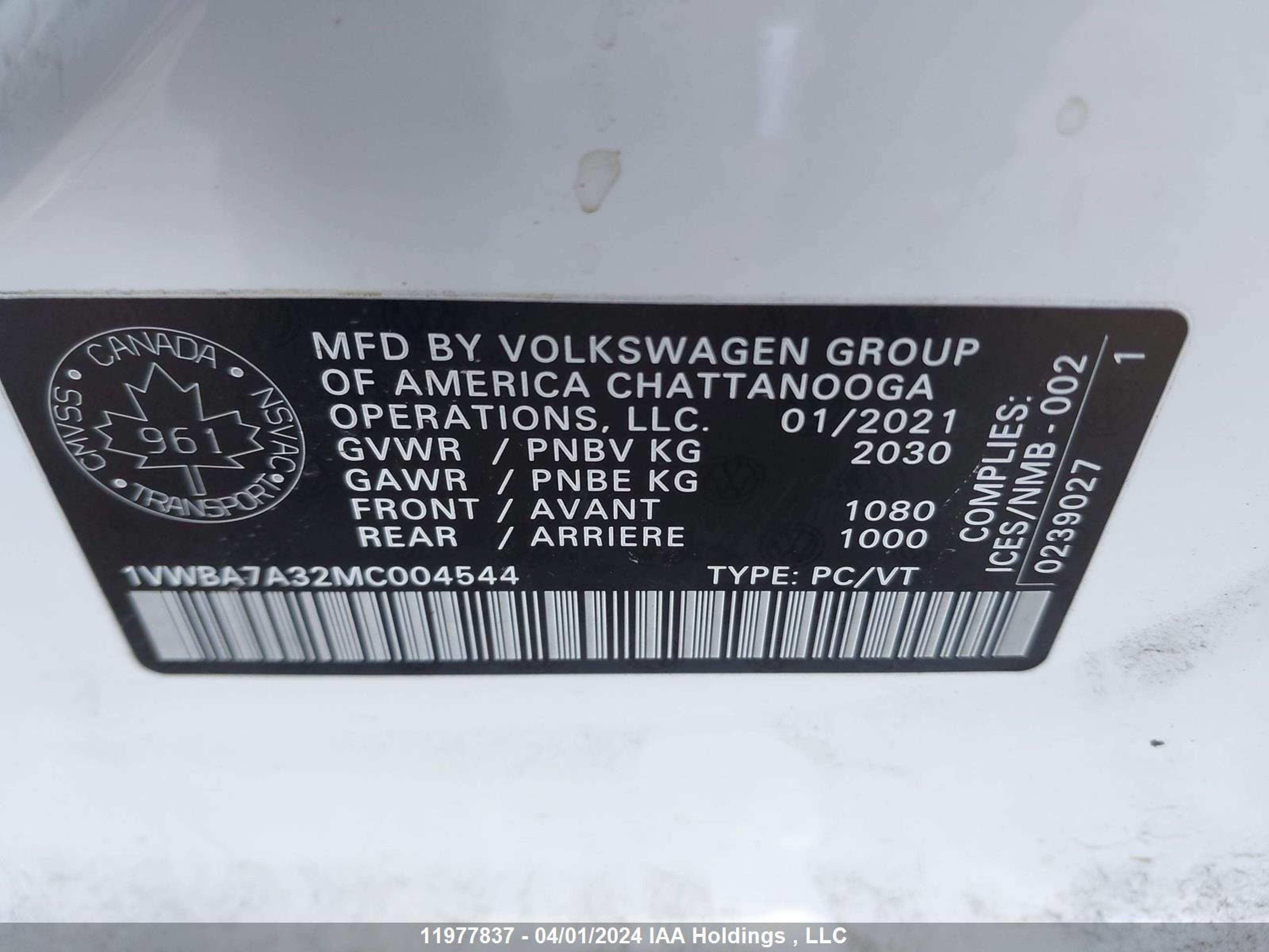 Photo 8 VIN: 1VWBA7A32MC004544 - VOLKSWAGEN PASSAT 