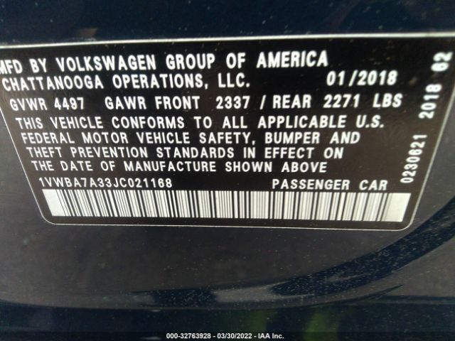 Photo 8 VIN: 1VWBA7A33JC021168 - VOLKSWAGEN PASSAT 