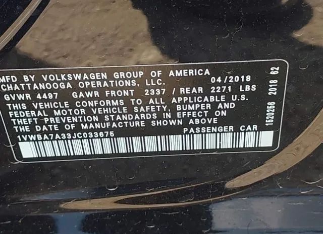 Photo 8 VIN: 1VWBA7A33JC033675 - VOLKSWAGEN PASSAT 