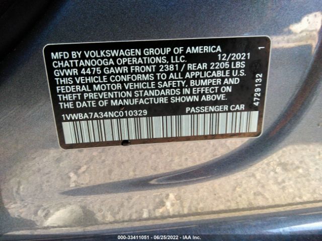 Photo 8 VIN: 1VWBA7A34NC010329 - VOLKSWAGEN PASSAT 