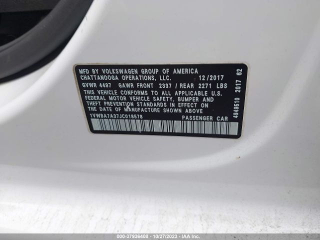 Photo 8 VIN: 1VWBA7A37JC018578 - VOLKSWAGEN PASSAT 