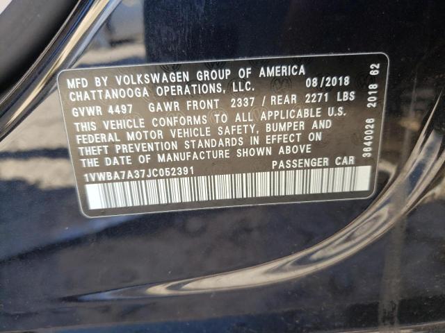 Photo 9 VIN: 1VWBA7A37JC052391 - VOLKSWAGEN PASSAT SE 