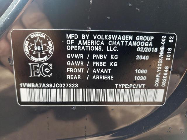 Photo 11 VIN: 1VWBA7A38JC027323 - VOLKSWAGEN PASSAT 