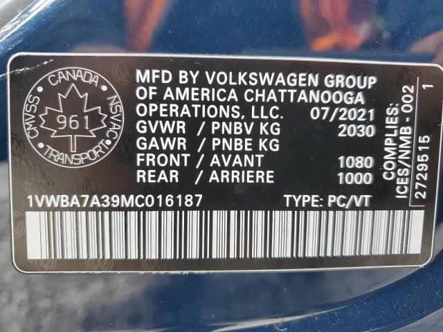 Photo 12 VIN: 1VWBA7A39MC016187 - VOLKSWAGEN PASSAT 