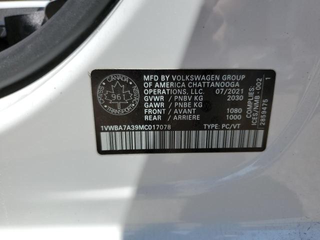 Photo 12 VIN: 1VWBA7A39MC017078 - VOLKSWAGEN PASSAT HIG 