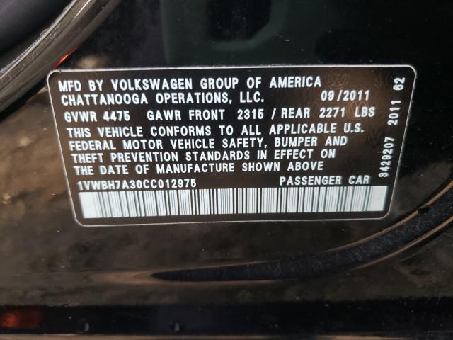 Photo 9 VIN: 1VWBH7A30CC012975 - VOLKSWAGEN PASSAT 