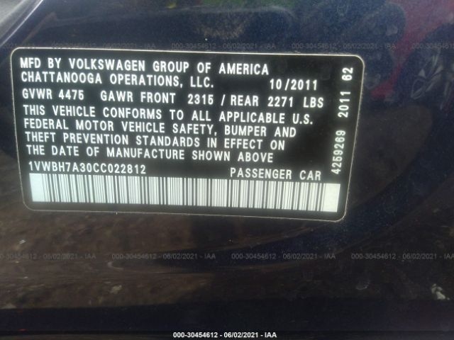 Photo 8 VIN: 1VWBH7A30CC022812 - VOLKSWAGEN PASSAT 