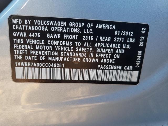 Photo 9 VIN: 1VWBH7A30CC049251 - VOLKSWAGEN PASSAT 