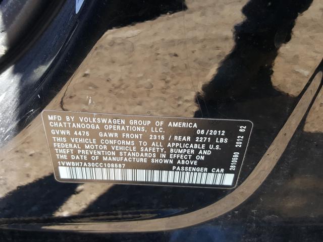 Photo 9 VIN: 1VWBH7A30CC108587 - VOLKSWAGEN PASSAT 