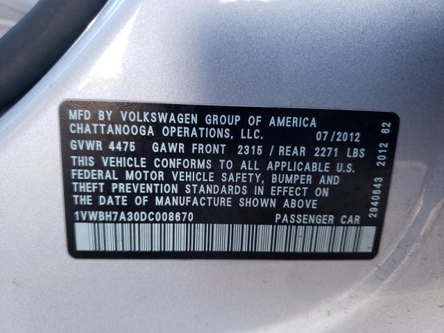 Photo 11 VIN: 1VWBH7A30DC008670 - VOLKSWAGEN PASSAT 