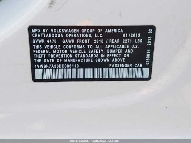 Photo 8 VIN: 1VWBH7A30DC086110 - VOLKSWAGEN PASSAT 