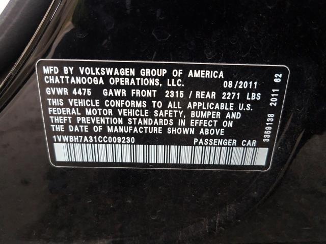 Photo 9 VIN: 1VWBH7A31CC009230 - VOLKSWAGEN PASSAT 