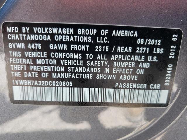 Photo 9 VIN: 1VWBH7A32DC020805 - VOLKSWAGEN PASSAT SE 