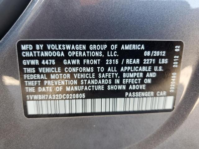 Photo 12 VIN: 1VWBH7A32DC020805 - VOLKSWAGEN PASSAT SE 