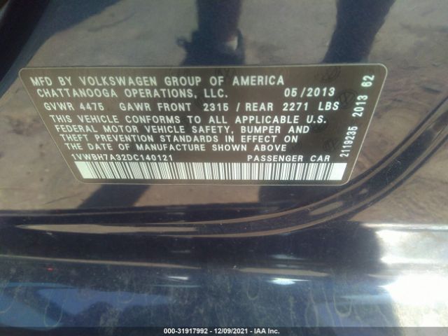 Photo 8 VIN: 1VWBH7A32DC140121 - VOLKSWAGEN PASSAT 