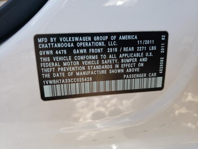 Photo 9 VIN: 1VWBH7A33CC025428 - VOLKSWAGEN PASSAT 