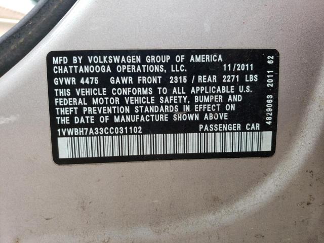 Photo 11 VIN: 1VWBH7A33CC031102 - VOLKSWAGEN PASSAT 