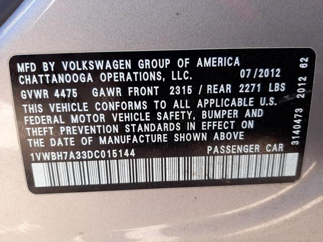 Photo 9 VIN: 1VWBH7A33DC015144 - VOLKSWAGEN PASSAT SE 