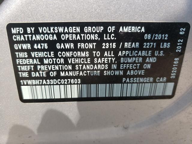 Photo 9 VIN: 1VWBH7A33DC027603 - VOLKSWAGEN PASSAT 