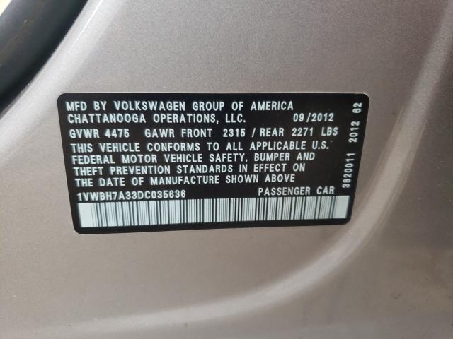 Photo 9 VIN: 1VWBH7A33DC035636 - VOLKSWAGEN PASSAT 