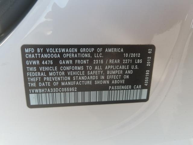 Photo 9 VIN: 1VWBH7A33DC055952 - VOLKSWAGEN PASSAT 