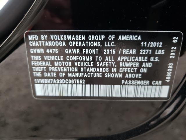 Photo 9 VIN: 1VWBH7A33DC067552 - VOLKSWAGEN PASSAT 