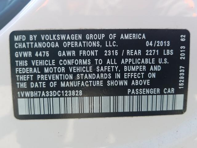 Photo 9 VIN: 1VWBH7A33DC123828 - VOLKSWAGEN PASSAT 