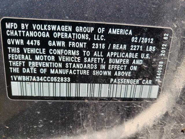 Photo 9 VIN: 1VWBH7A34CC052833 - VOLKSWAGEN PASSAT 