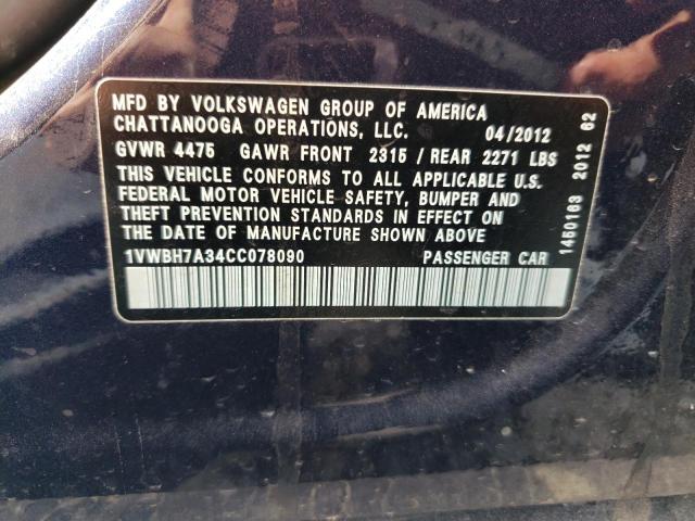 Photo 11 VIN: 1VWBH7A34CC078090 - VOLKSWAGEN PASSAT 