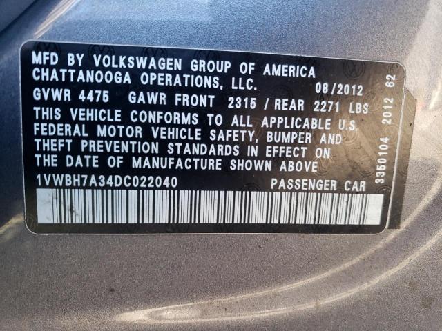 Photo 11 VIN: 1VWBH7A34DC022040 - VOLKSWAGEN PASSAT 