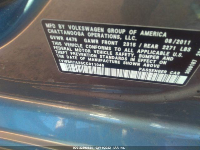 Photo 8 VIN: 1VWBH7A35CC011045 - VOLKSWAGEN PASSAT 