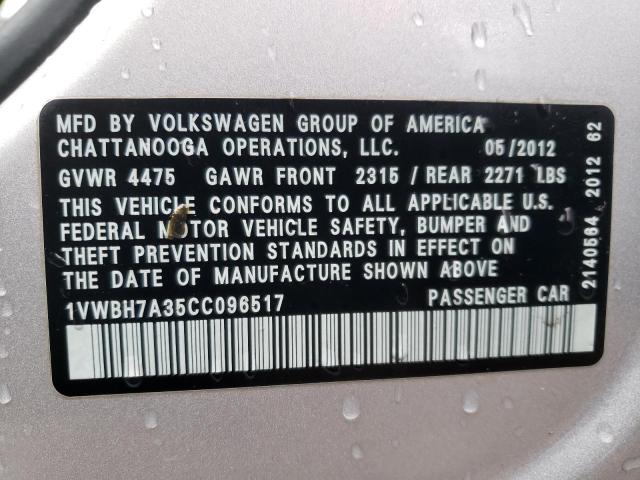 Photo 11 VIN: 1VWBH7A35CC096517 - VOLKSWAGEN PASSAT 