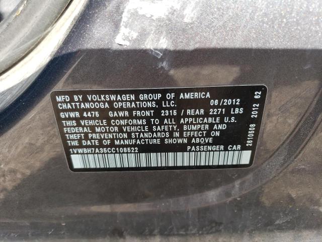 Photo 11 VIN: 1VWBH7A35CC108522 - VOLKSWAGEN PASSAT 