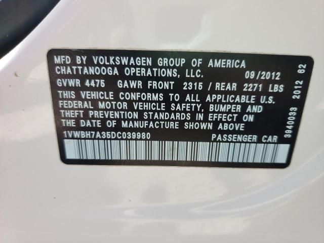 Photo 9 VIN: 1VWBH7A35DC039980 - VOLKSWAGEN PASSAT SE 