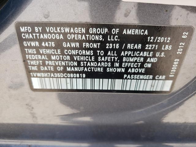 Photo 9 VIN: 1VWBH7A35DC080819 - VOLKSWAGEN PASSAT 