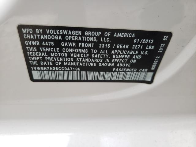 Photo 9 VIN: 1VWBH7A36CC047195 - VOLKSWAGEN PASSAT 