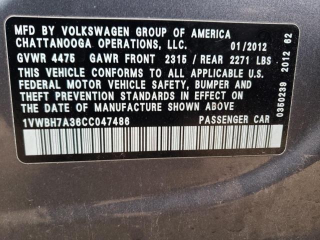 Photo 11 VIN: 1VWBH7A36CC047486 - VOLKSWAGEN PASSAT 