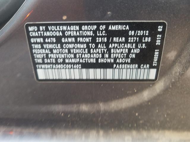 Photo 9 VIN: 1VWBH7A36DC001402 - VOLKSWAGEN PASSAT 