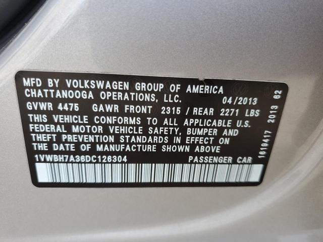 Photo 9 VIN: 1VWBH7A36DC126304 - VOLKSWAGEN PASSAT 