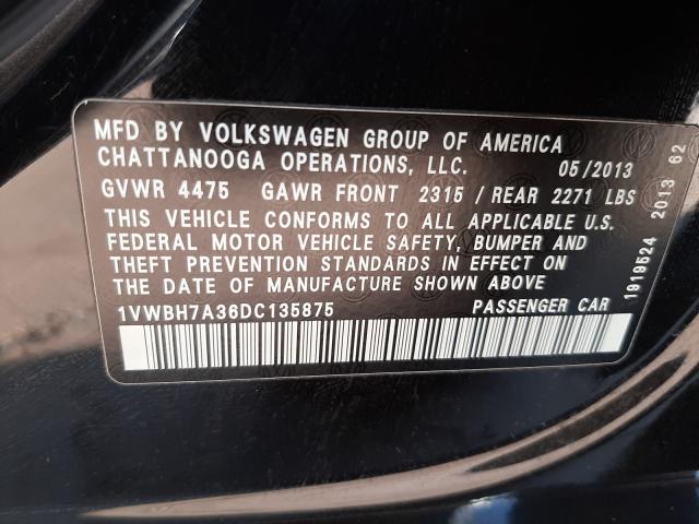 Photo 9 VIN: 1VWBH7A36DC135875 - VOLKSWAGEN PASSAT 