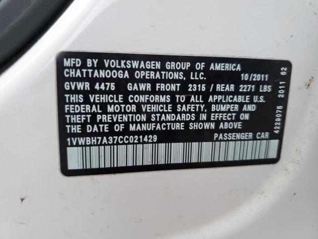 Photo 11 VIN: 1VWBH7A37CC021429 - VOLKSWAGEN PASSAT 