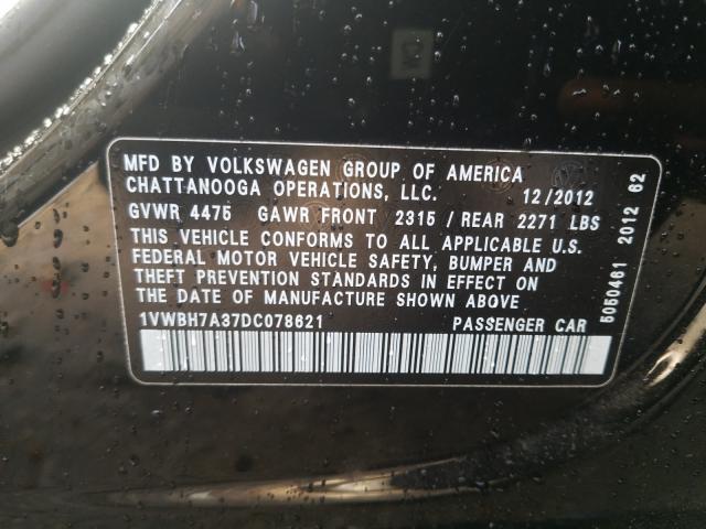 Photo 9 VIN: 1VWBH7A37DC078621 - VOLKSWAGEN PASSAT SE 