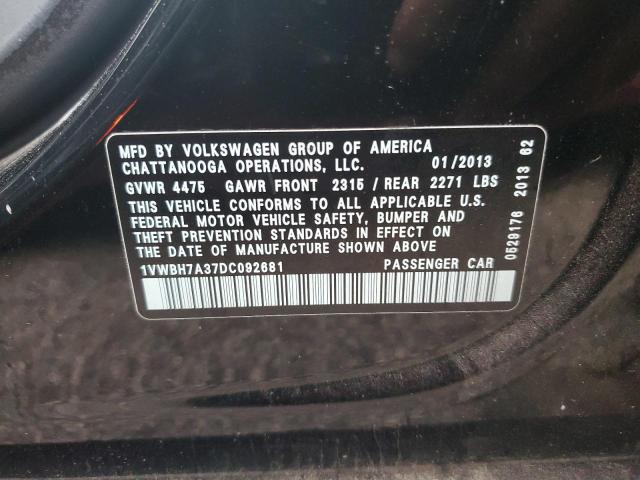 Photo 9 VIN: 1VWBH7A37DC092681 - VOLKSWAGEN PASSAT 