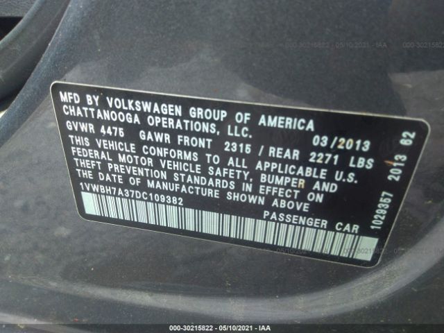 Photo 8 VIN: 1VWBH7A37DC109382 - VOLKSWAGEN PASSAT 