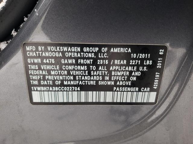 Photo 9 VIN: 1VWBH7A38CC022704 - VOLKSWAGEN PASSAT 