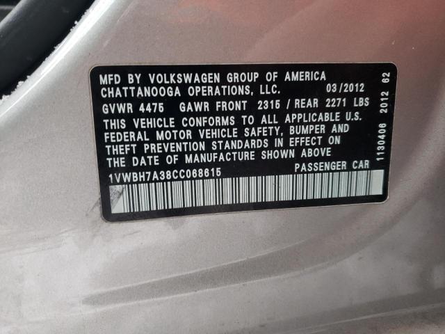 Photo 9 VIN: 1VWBH7A38CC068615 - VOLKSWAGEN PASSAT 