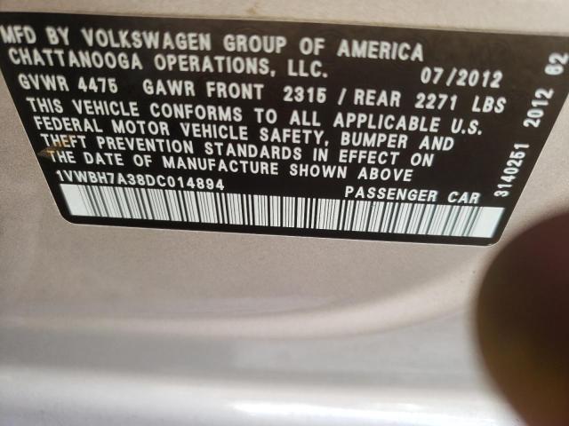 Photo 9 VIN: 1VWBH7A38DC014894 - VOLKSWAGEN PASSAT 