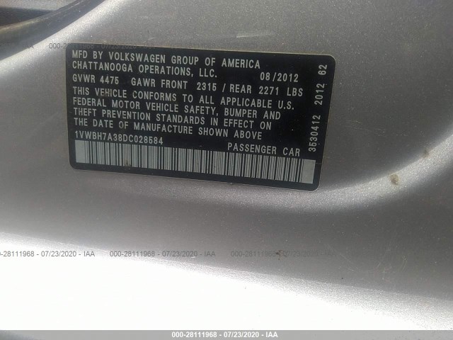 Photo 8 VIN: 1VWBH7A38DC028584 - VOLKSWAGEN PASSAT 