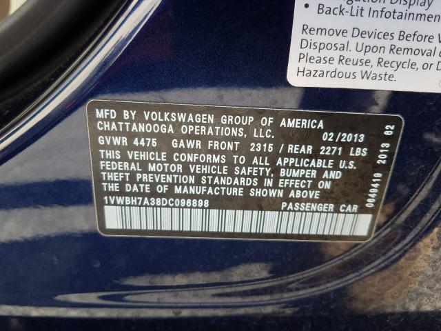 Photo 9 VIN: 1VWBH7A38DC096898 - VOLKSWAGEN PASSAT 