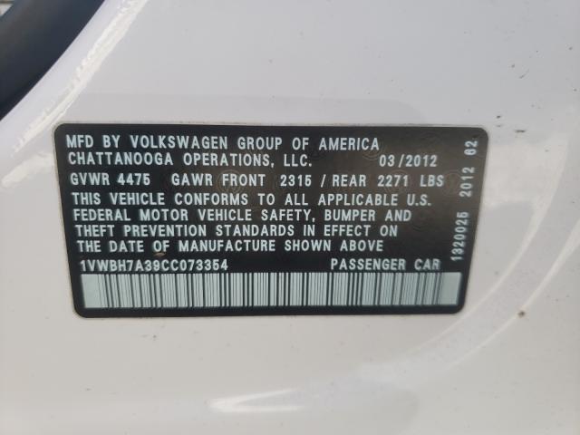 Photo 9 VIN: 1VWBH7A39CC073354 - VOLKSWAGEN PASSAT 